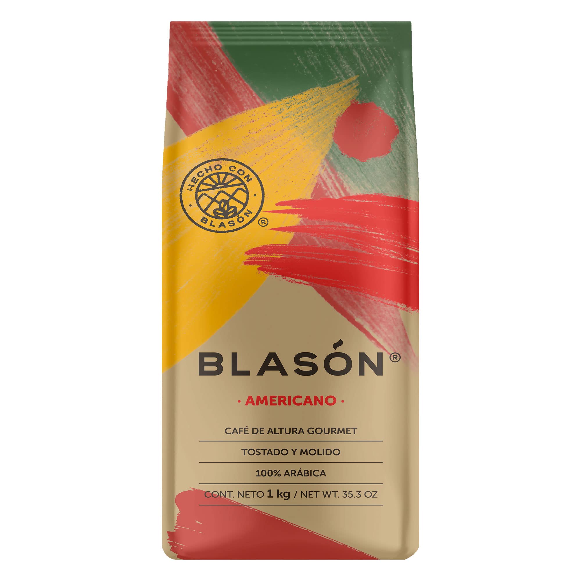 Cafe Blason Mexican Gourmet Coffee High Grown 100% Arabica 35.3 Ounces Café Mexicano Gourmet de Altura 1000 gramos - Classic Roast Ground Coffee Café