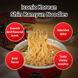 Nongshim Shin Ramyun Bowl Noodles, Spicy Korean Signature Instant Ramyun, Rich Beef Flavored Broth, Quick and Easy, Microwaveable Bowl, 3.03 oz (Pack