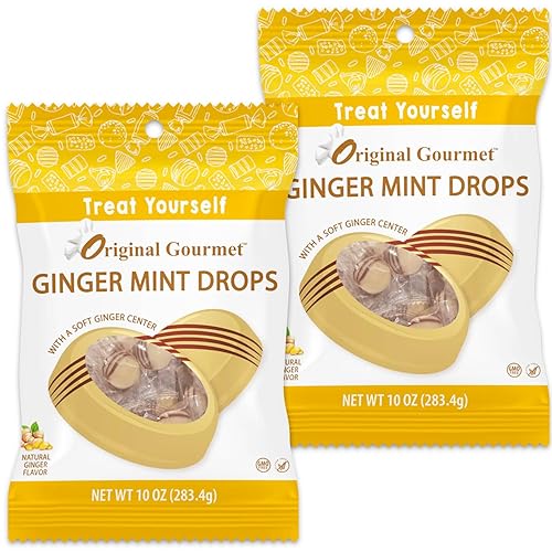 Bulk Ginger Candy Drops - 1.25lbs Gingermint Hard Candy Individually Wrapped - Nausea Relief and Digestion Aid | Natural Ginger Flavor with Soft