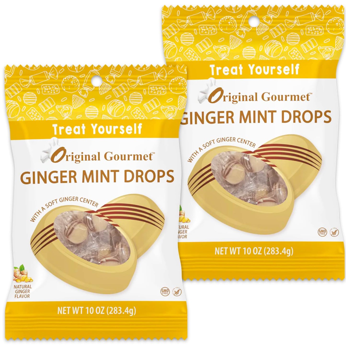 Bulk Ginger Candy Drops - 1.25lbs Gingermint Hard Candy Individually Wrapped - Nausea Relief and Digestion Aid | Natural Ginger Flavor with Soft