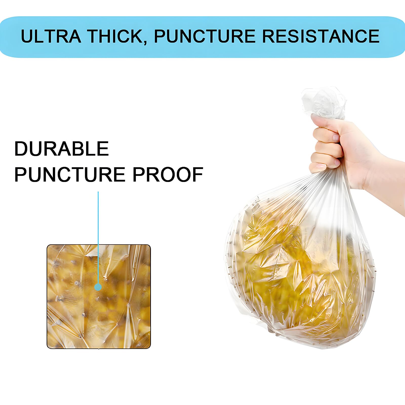 2 Gallon Small Plastic Trash Bags, 7.5 Liters Clear Wastebasket Liners Garbage Bags for Home, Office, Bathroom, 100 Counts