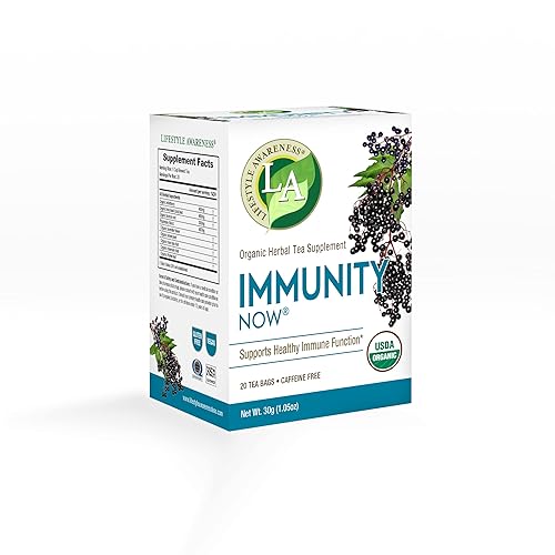 Lifestyle Awareness Organic Immunity Now Tea with Fortifying Elderberry, Caffeine Free, 20 Count