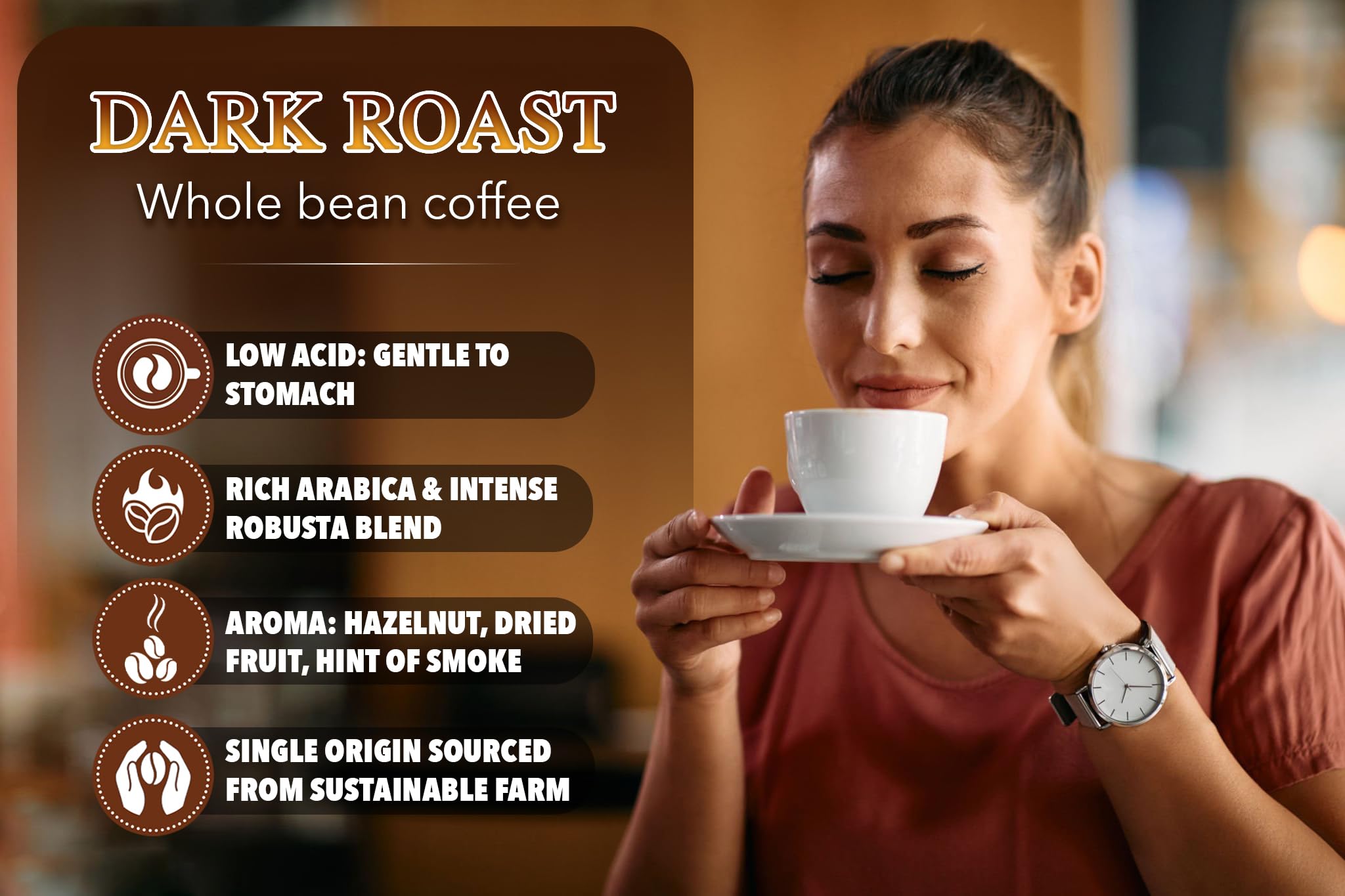 TARMO - SOLAR SIP | Low Acid Smooth ARABICA Blend Whole Bean Coffee | Specialty Vietnamese Coffee | Single Origin Dark Roast Coffee Beans | 12 Oz Bag