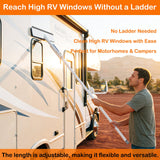 MIYIMORE RV Window Cleaning Squeegee with Spray, Max 73.3" Handle, Motorhome & Camper Exterior Glass Cleaner, 3-in-1 Spray Mop for High Windows, Home