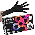 FRAMAR Black Gloves Disposable Latex Free - Extra Small Nitrile Gloves Black, For Hair Dye, Tattoo Supplies, Cleaning, Mechanic - Extra Durable