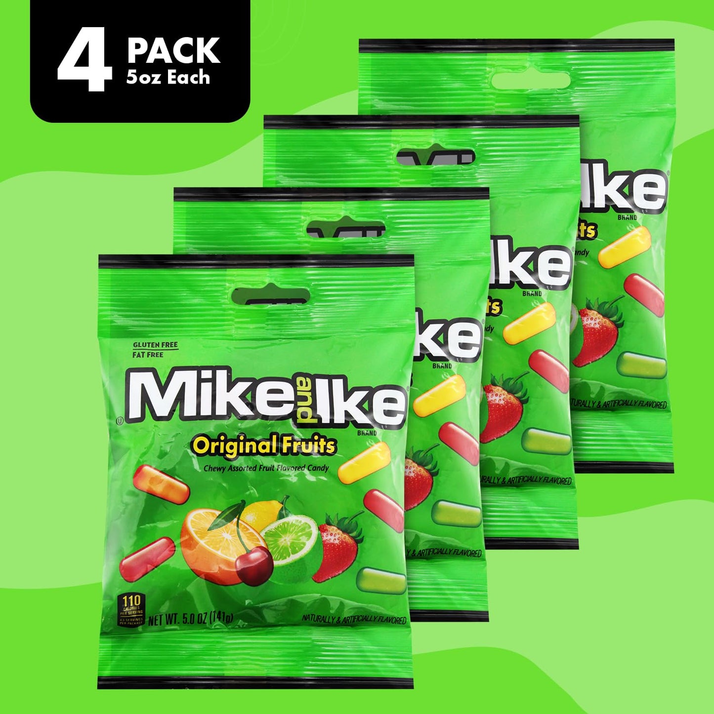 Mike and Ike Original Fruits Candy, 4 Pack of Movie Theater Candy 5 OZ Each, Ideal Mike and Ike for Your Favorite Films, Perfect Theater Box