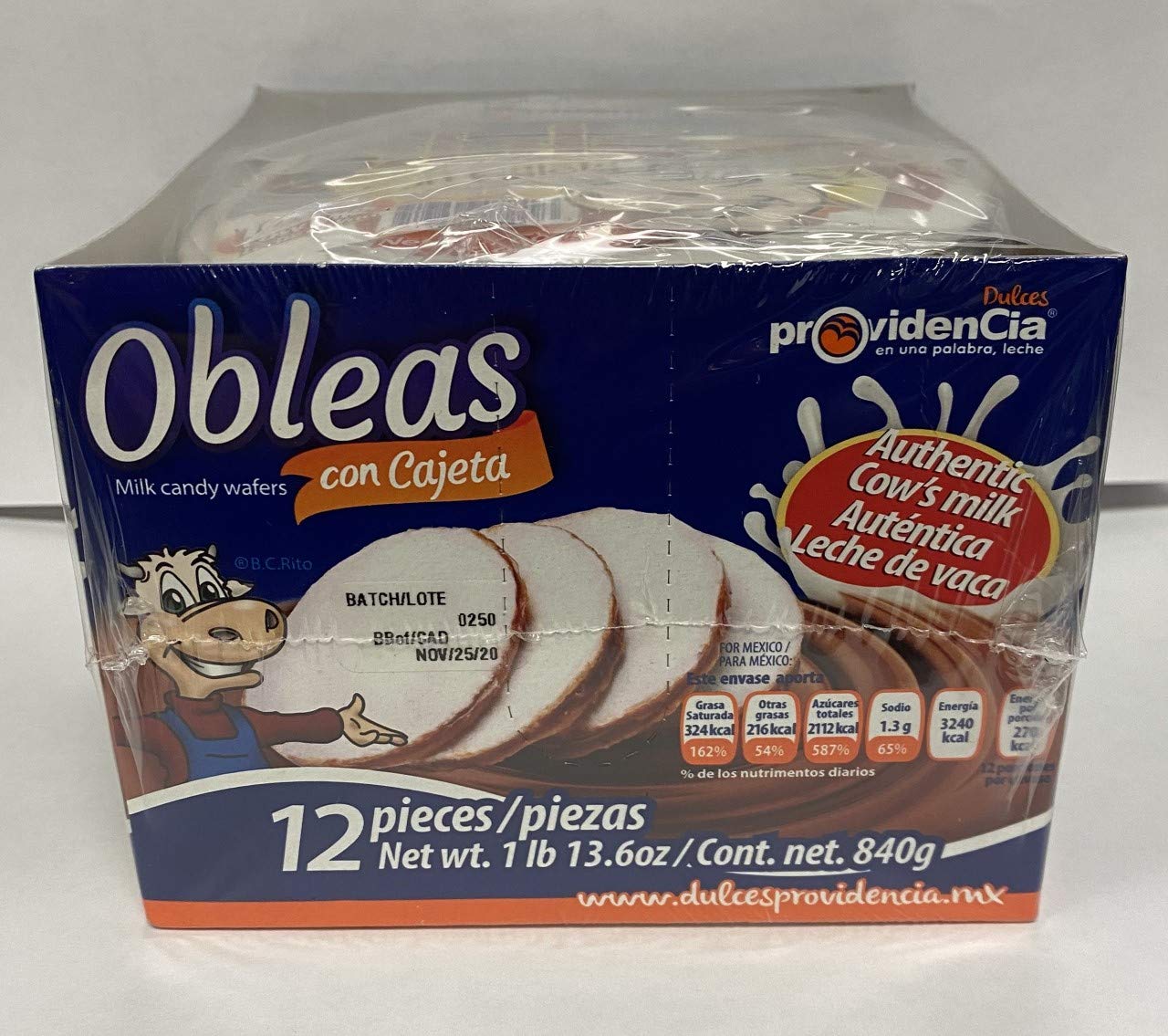 Obleas con cajeta/Milk candy wafer 12Pc 1lb 13.06oz