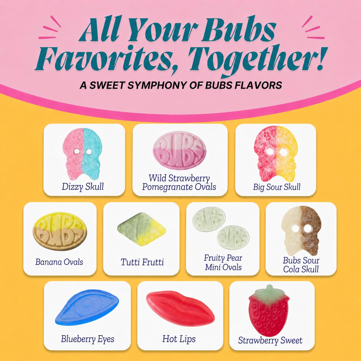 BUBS Swedish Candy Mix 1 lb - Viral Sweet & Sour Foam Candy Assortment - Vegan Gelatin-Free Gummies Imported from Sweden - Dizzy Skulls, Tutti Frutti