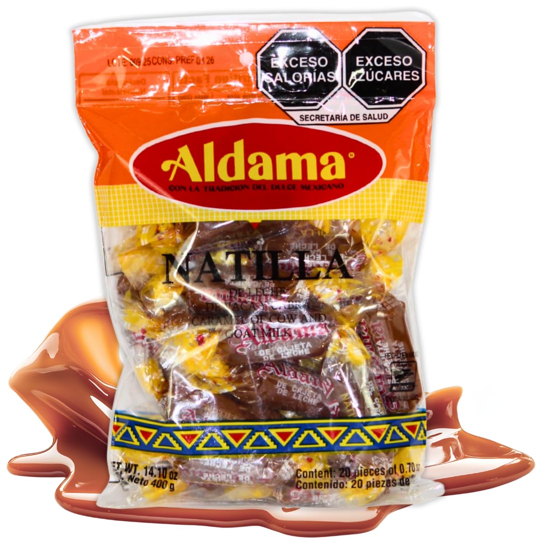 ALDAMA Natillas Chewy Caramel Milk Candy - Individually Wrapped, 14.1 oz (1-Pack, 20 Piece Per Pack)