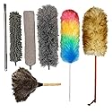 (New) Alta Dusting Products 7-Piece All Duster Combo Set (3 Microfiber Duster Heads with Extention Pole + Synthetic (Rainbow) Duster + Lambs Wool