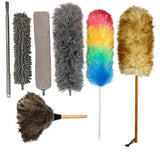 (New) Alta Dusting Products 7-Piece All Duster Combo Set (3 Microfiber Duster Heads with Extention Pole + Synthetic (Rainbow) Duster + Lambs Wool