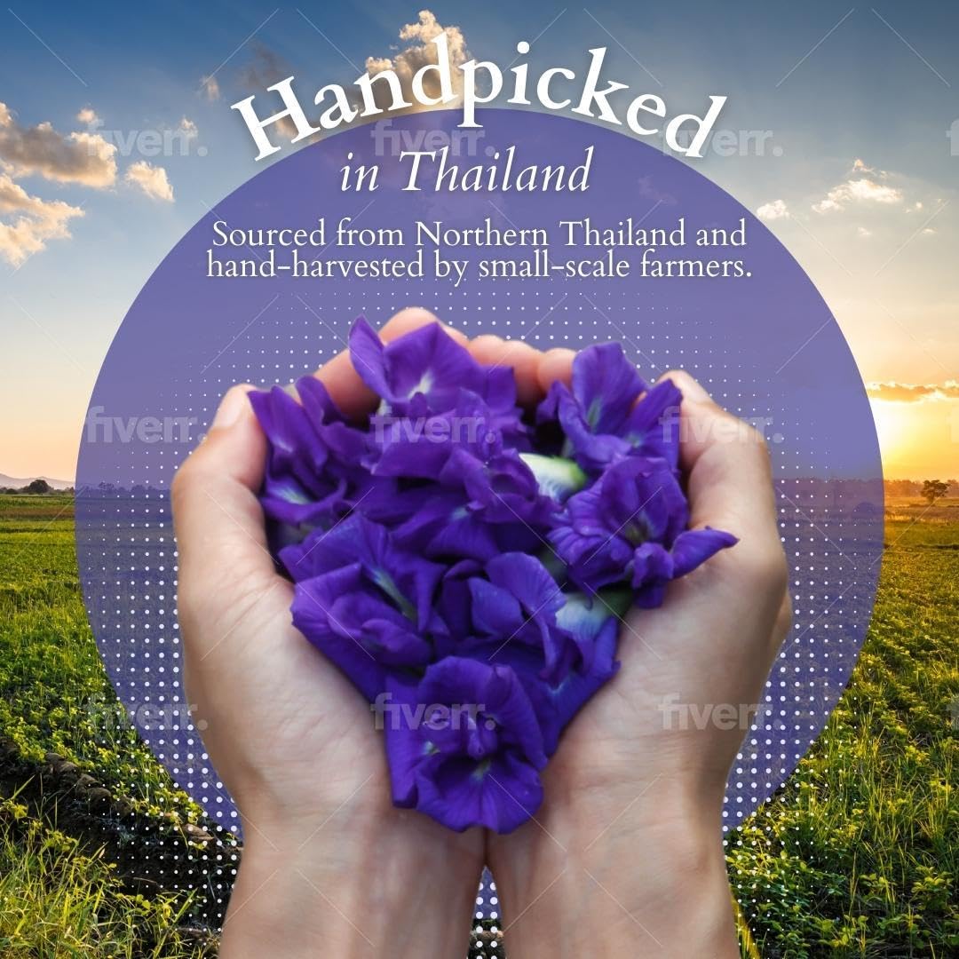 YESTEA Butterfly Pea Flower 4.41 oz (375+ Cups) Small-Batch and Handpicked from Thailand - Non GMO Rich in Antioxidants, Caffeine Free, Vegan