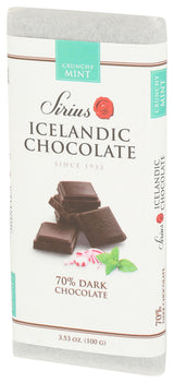 Noi Sirius Bar Chocolate Dark 70% Crunchy Mint 3.53 Ounce