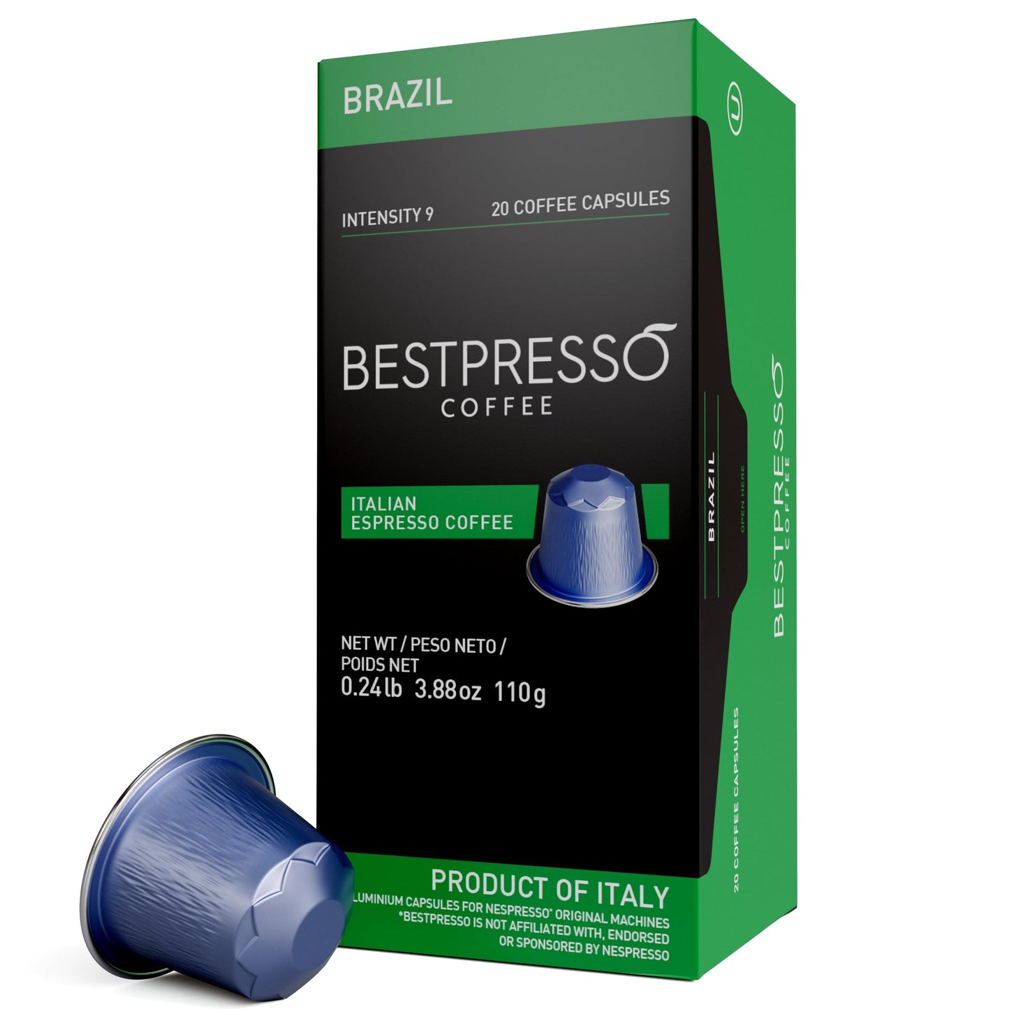 Bestpresso Coffee for Nespresso Original Machine 120 pods Genuine Espresso Brazil Blend Pods Compatible with Nespresso Original