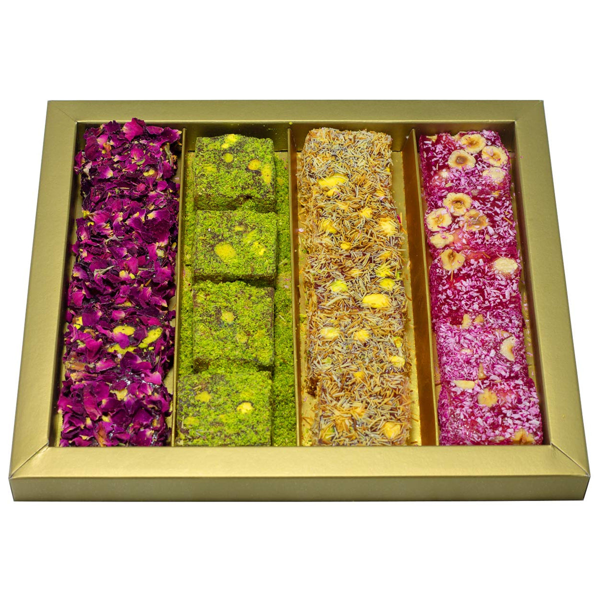 Cerez Pazari Turkish Delight Pistachio and Hazelnut with Fantastic Rose & Pomegranate Flavour Experience in Luxury Large Gift Box 500g | Assorted