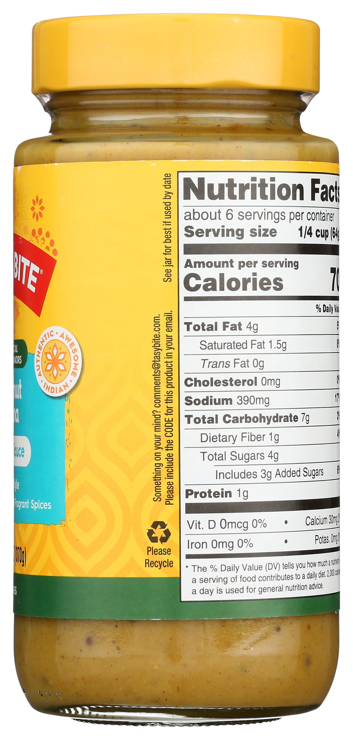 TASTYBITE Coconut Korma Simmer Sauce, 13 OZ