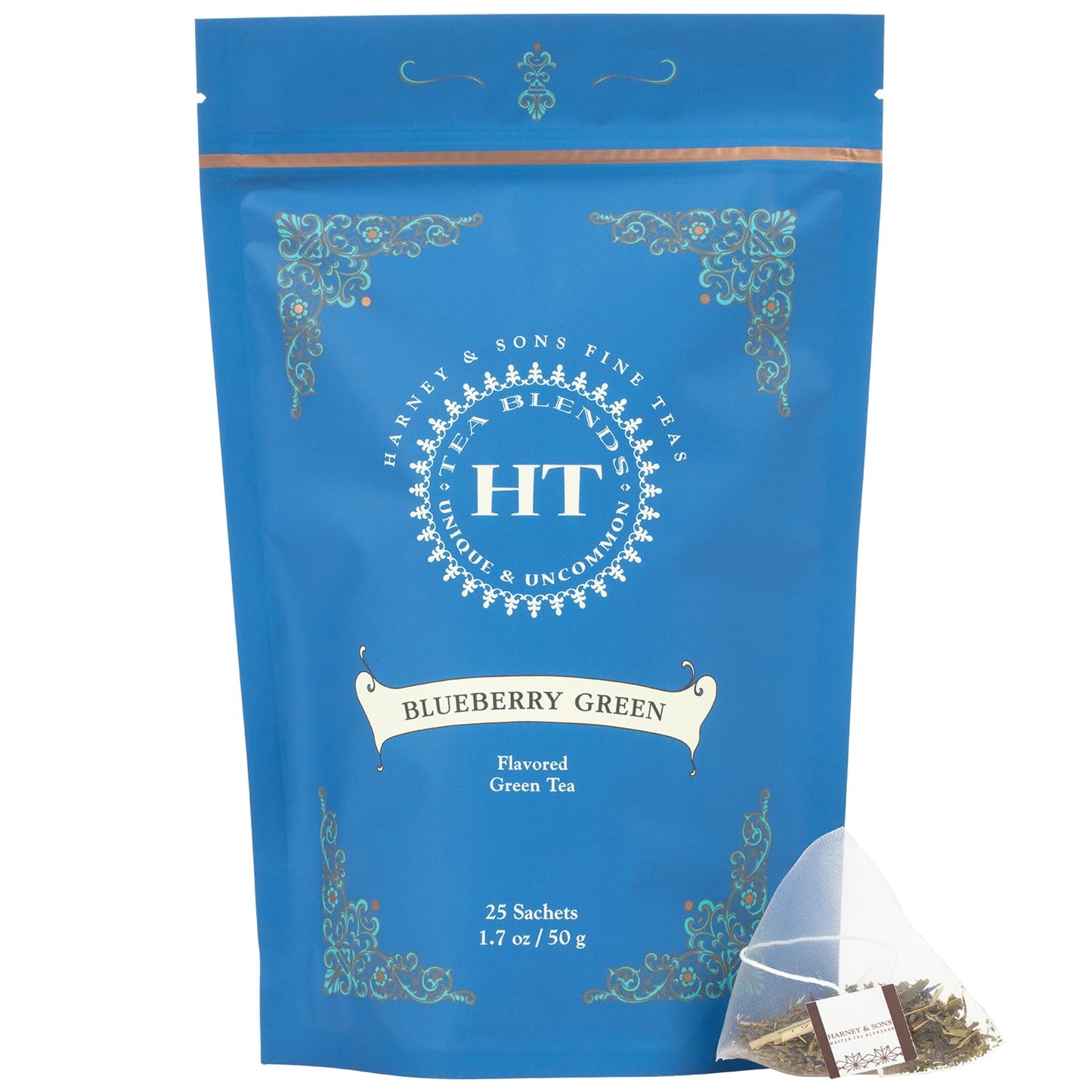 Harney & Sons Blueberry Green Tea | 25 Sachets of Caffeinated Green Tea with Blueberry, Lemongrass and Vanilla Flavors, HT Tea Blends