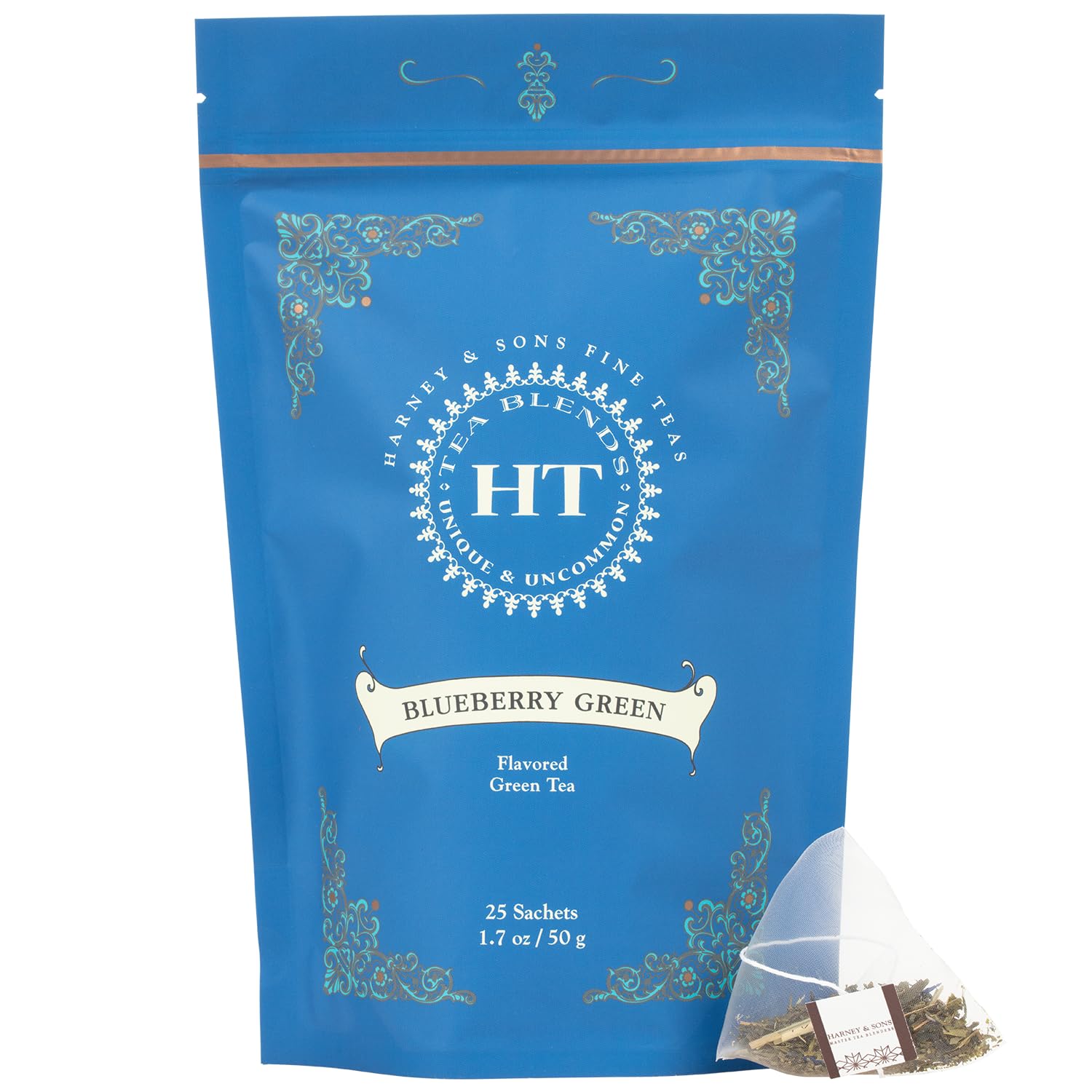 Harney & Sons Blueberry Green Tea | 25 Sachets of Caffeinated Green Tea with Blueberry, Lemongrass and Vanilla Flavors, HT Tea Blends