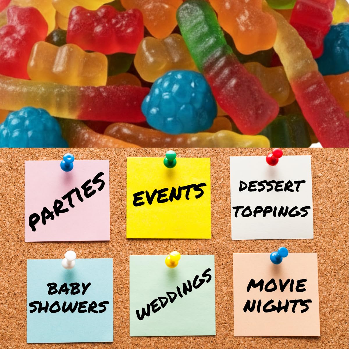 Gummy Candy Mix | 5 Pound Variety Pack | Gummy Bears, Worms,Blue and Red Raspberries | Assorted Fruit Flavors for Parties, Goodie Bags, Buffets