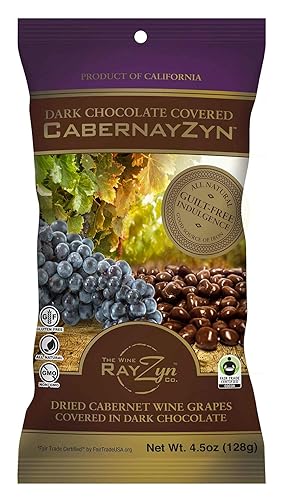 Wine RayZyn® - Chocolate Covered CabernayZyn® (8 Bags) - Hand Harvested Dried Cabernet Sauvignon Wine Raisins® from Napa Valley enrobed in premium