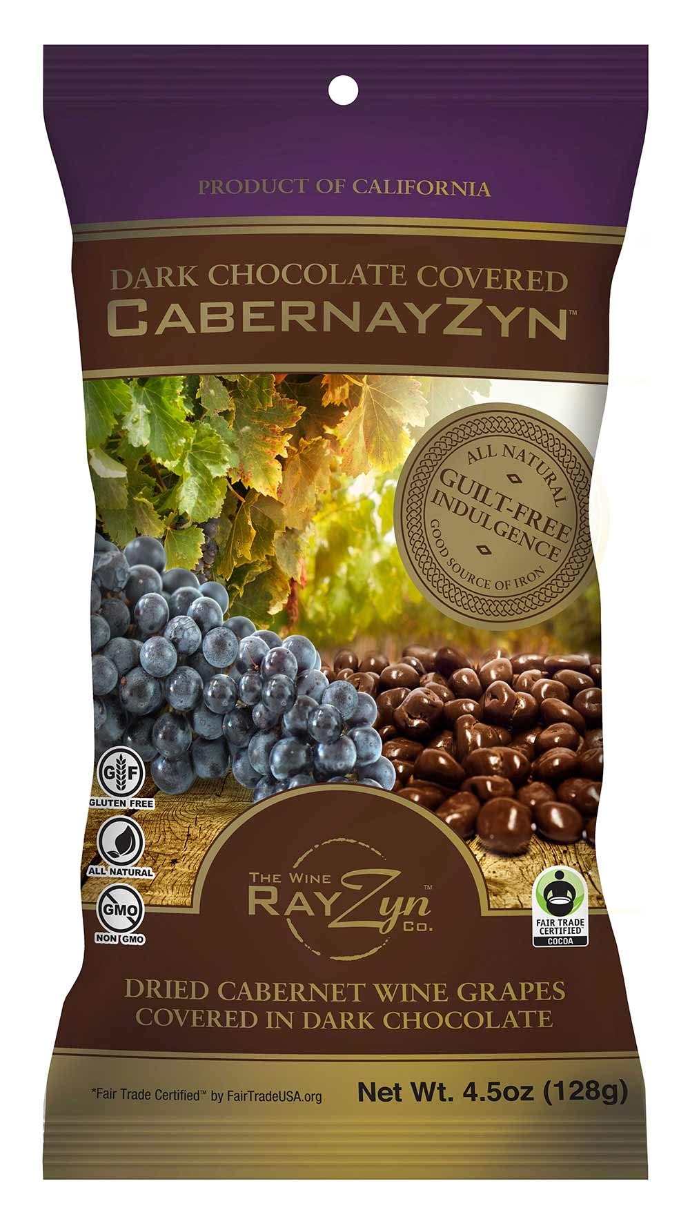 Wine RayZyn® - Chocolate Covered CabernayZyn® (8 Bags) - Hand Harvested Dried Cabernet Sauvignon Wine Raisins® from Napa Valley enrobed in premium