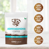 Tiger Ashwagandha Instant Mushroom Coffee - 30 Servings Arabica Blend with Reishi, Chaga & Lion's Mane | Adaptogen, Vegan, Antioxidant Support