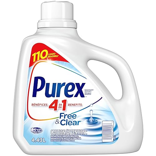 Purex Free and Clear Liquid Detergent for Sensitive Skin, 4.43 Liters (Packaging May Vary)
