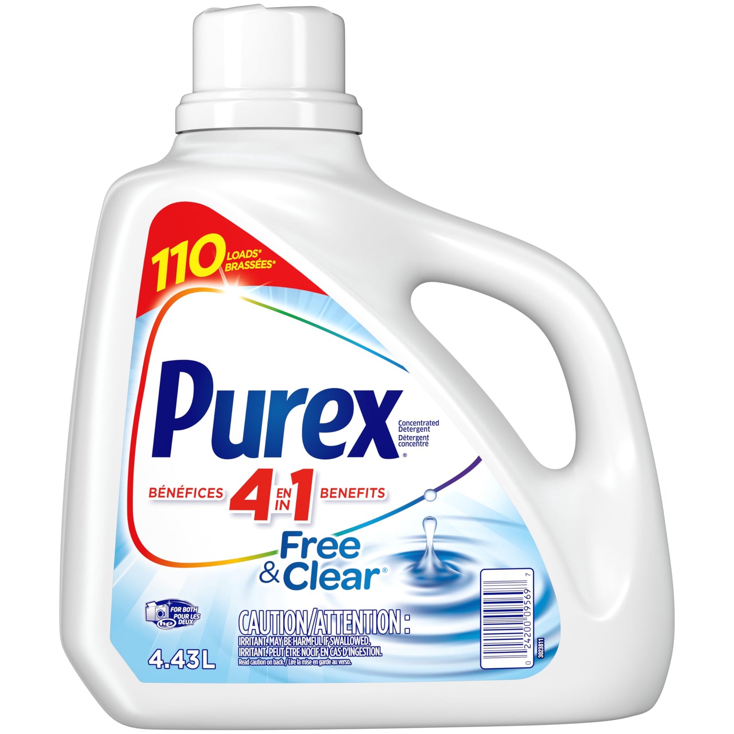 Purex Free and Clear Liquid Detergent for Sensitive Skin, 4.43 Liters (Packaging May Vary)