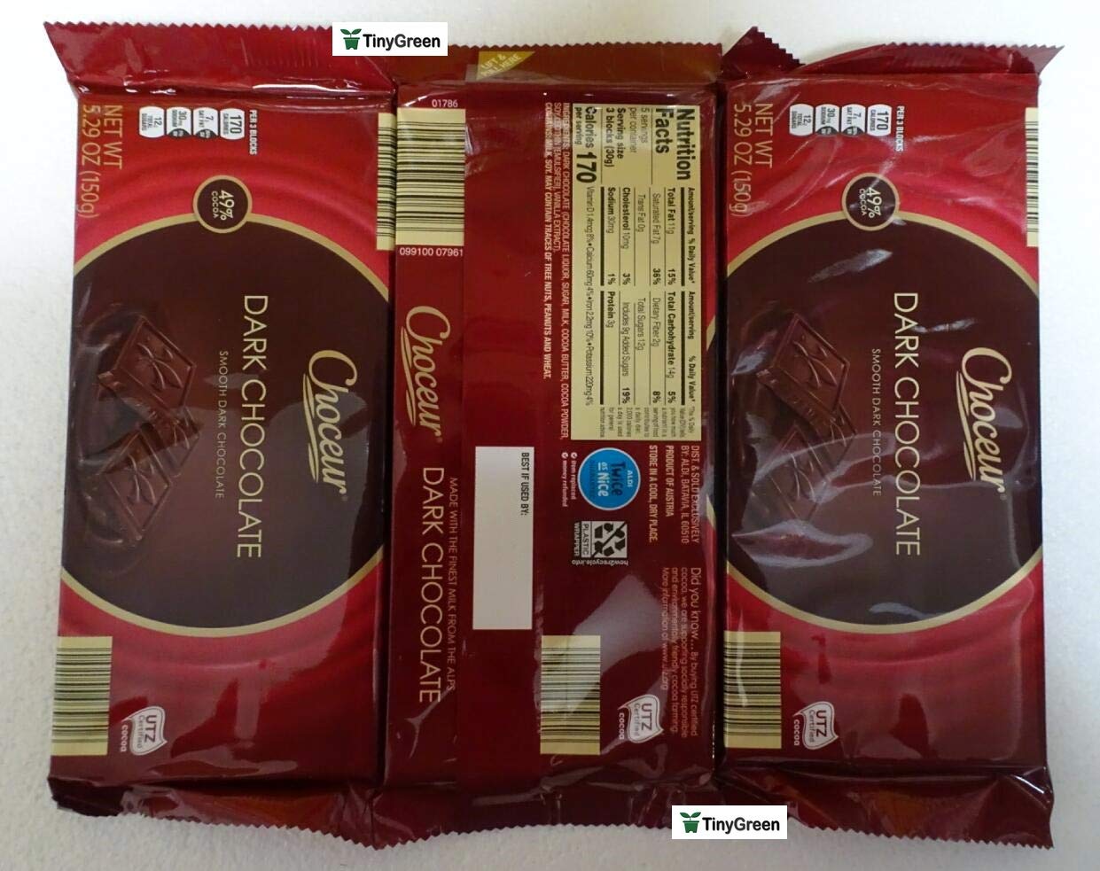 Choceur Dark Chocolate Smooth Dark Chocolate 49% Cocoa 5.29oz 150g (Pack of Three)