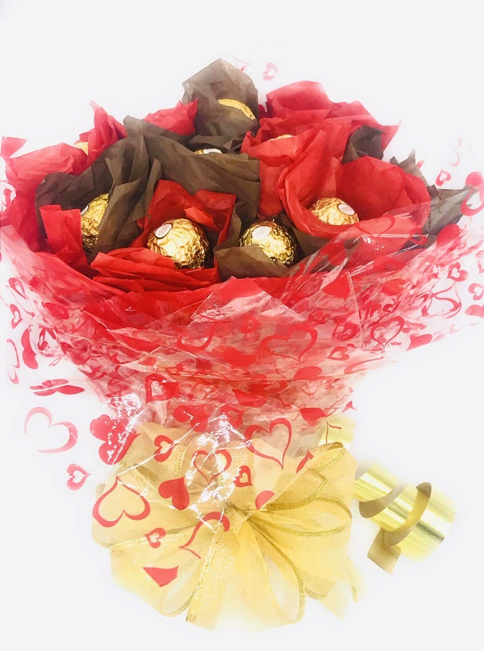 Gourmet Hazelnut Milk Chocolates, Candy Chocolate Gift Bouquet, 24 Count Edible Red Roses