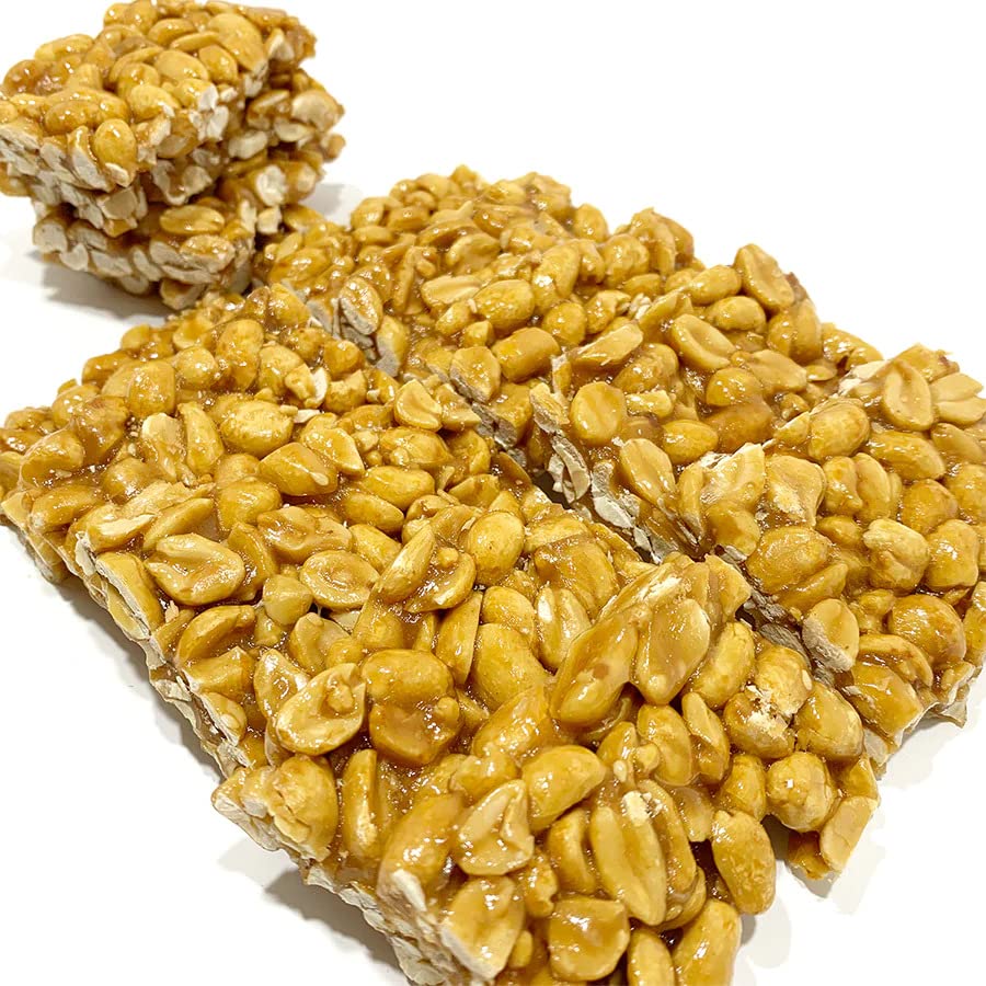 NY Spice Shop Peanut Honey Bars - 1 Pound Roasted Peanut Crunch Candy Bars - Sweet and Salty Snack Squares - Traditional Brittle Style Confection