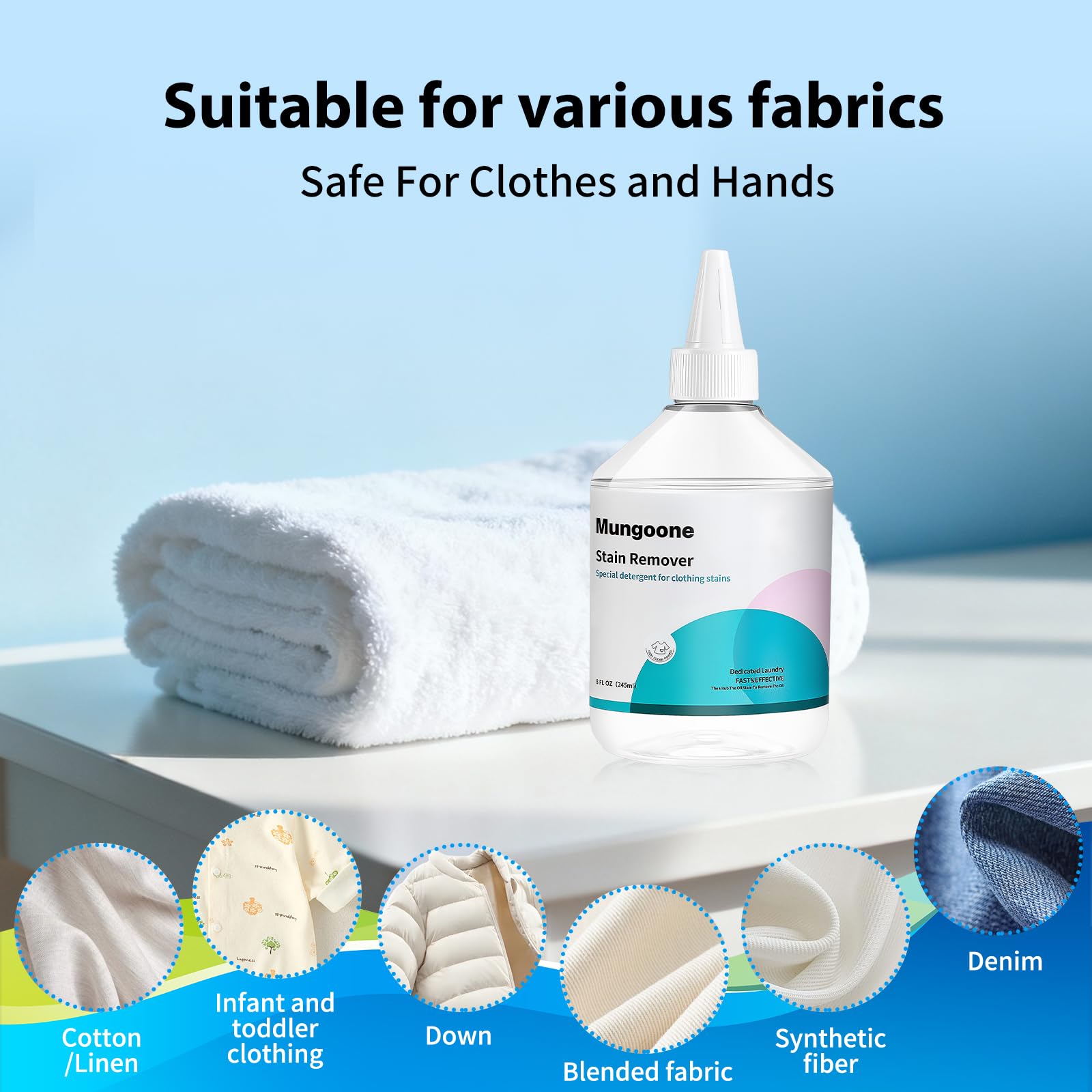 Mungoone Clothes Grease Stain Remover, Newborn & Baby Essentials, Laundry Stain Treatment, Stain Remover for Oil Grease, Ink Stains, Foods & Vegetable