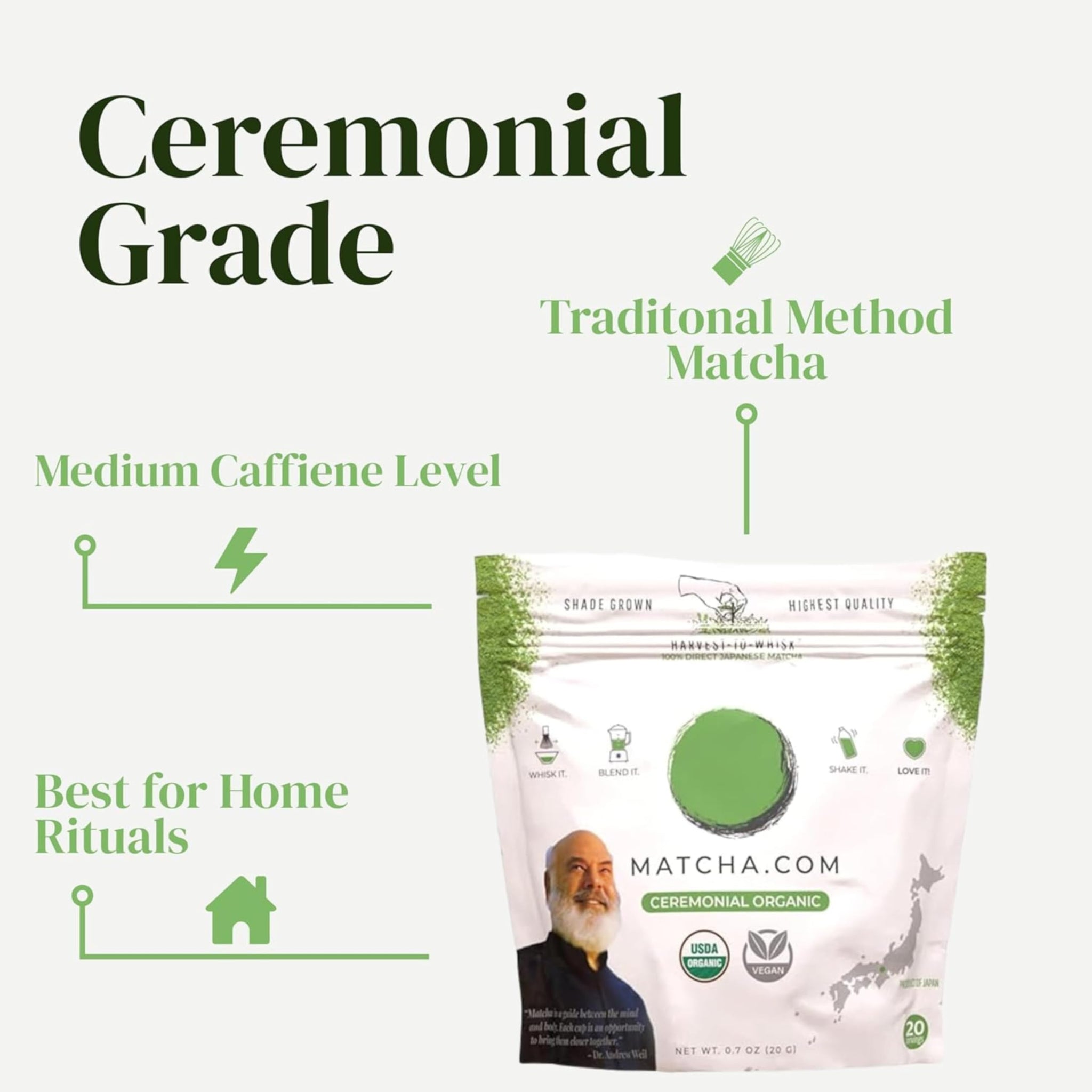 Dr. Weil Matcha Kari - Organic Matcha Green Tea Powder - 100 grams - Japanese Ceremonial Grade