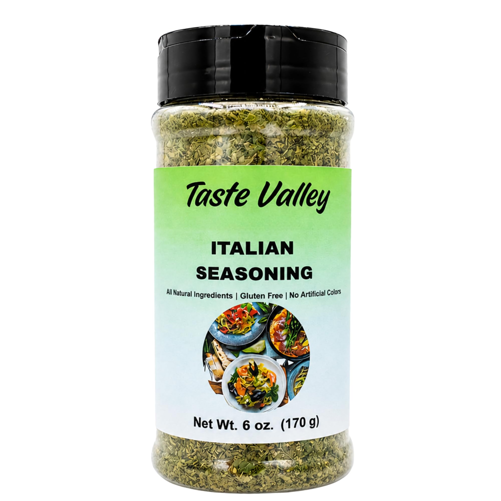 Taste Valley Italian Seasoning Blend 6 oz - Gluten Free Dried Herb Mix with Garlic Basil Oregano Rosemary Thyme - For Pasta Pizza Chicken Vegetables