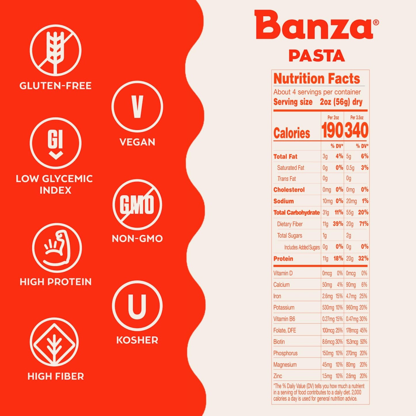 BANZA Pasta Angel Hair Chickpea, 8 OZ