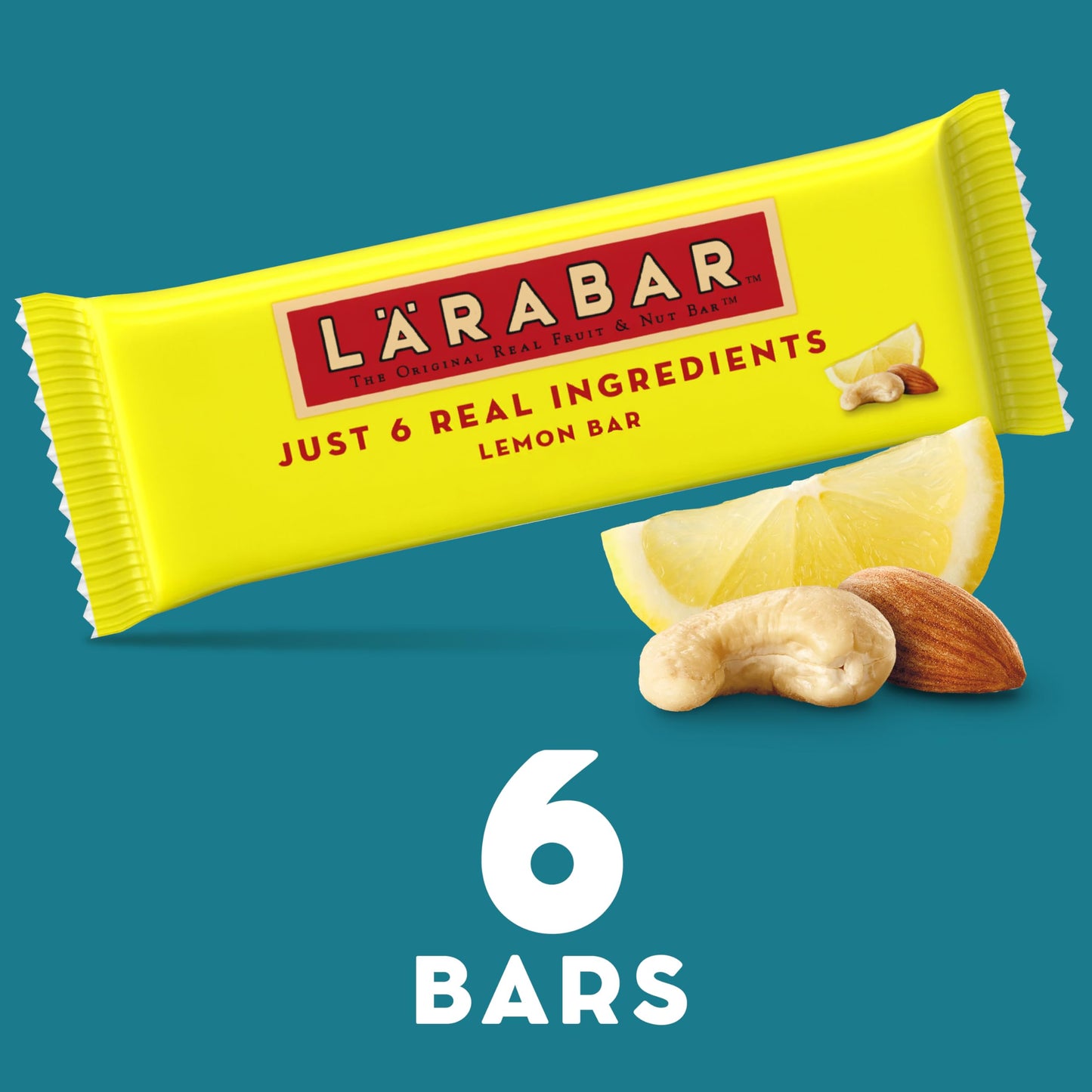 Larabar Lemon Bar Fruit and Nut Bars, Gluten Free and Vegan, 9.6 oz, 6 Ct