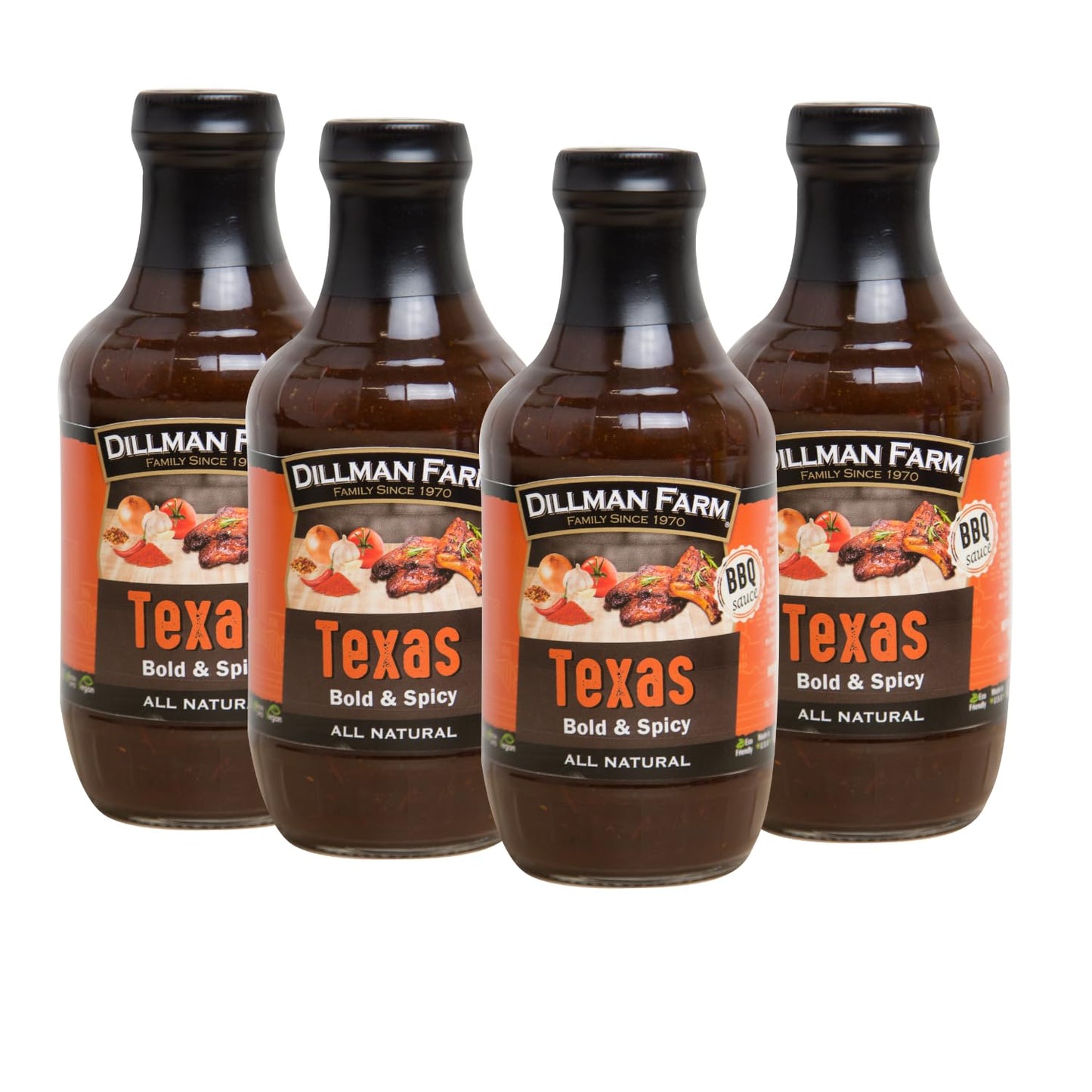 Dillman Farm Texas All Natural Barbecue Sauce, Bold & Spicy Gluten-Free, Non-GMO, Eco-Friendly Vegan, Kosher, Preservative Free, Corn Syrup Free