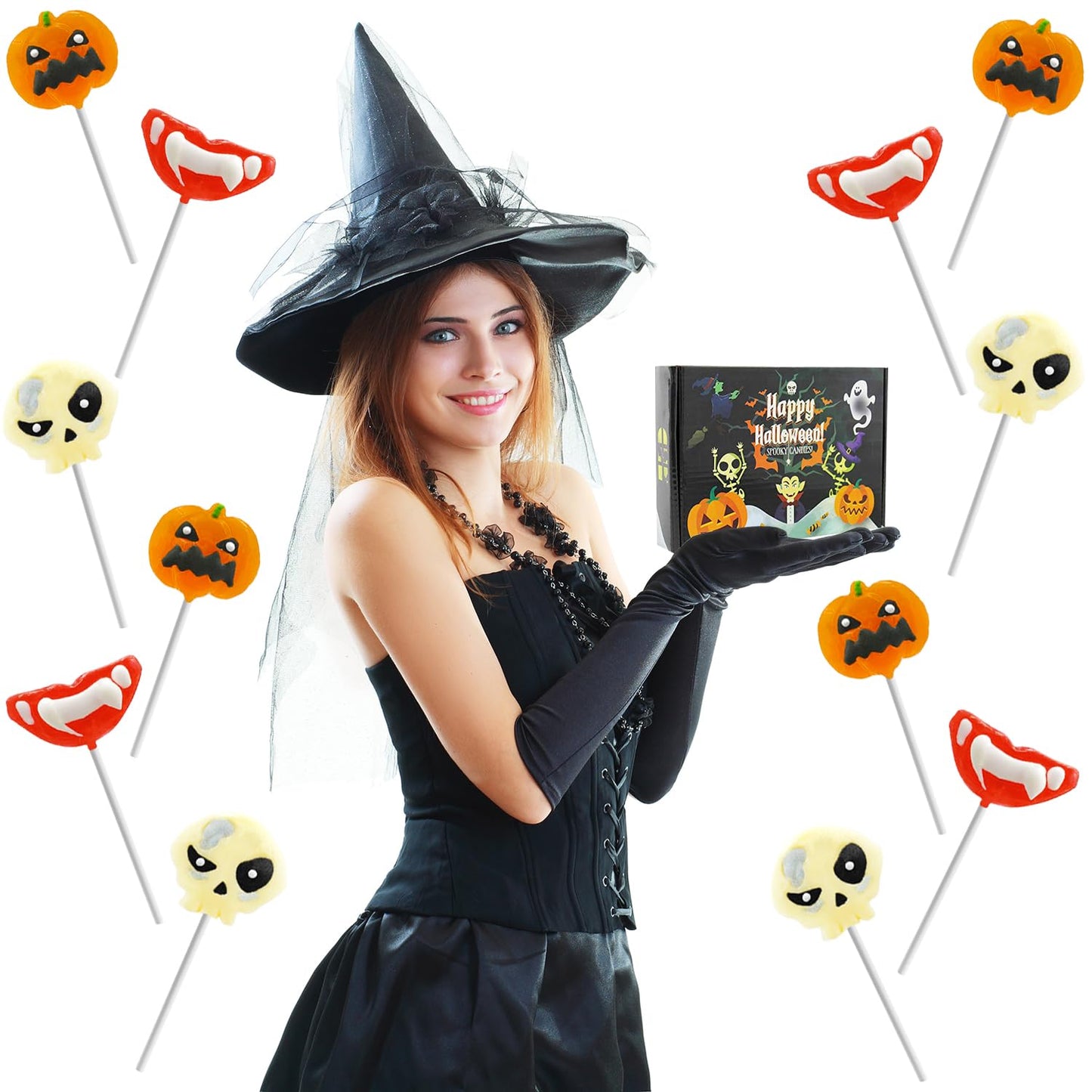 Fruidles Halloween Lollipop Suckers Candy, Spooky Candies, Great for Halloween Goody Bag Fillers, Individually Wrapped (12-Pack)