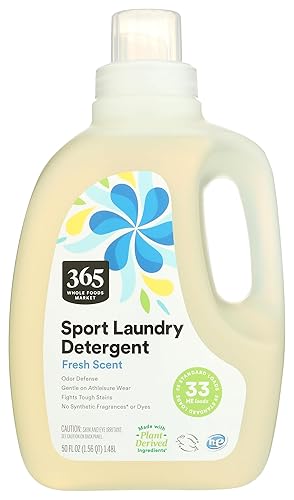 365 by Whole Foods Market, Sport Laundry Detergent, Fresh Scent, 33 HE Loads, 50 Fl Oz (Pack of 1)