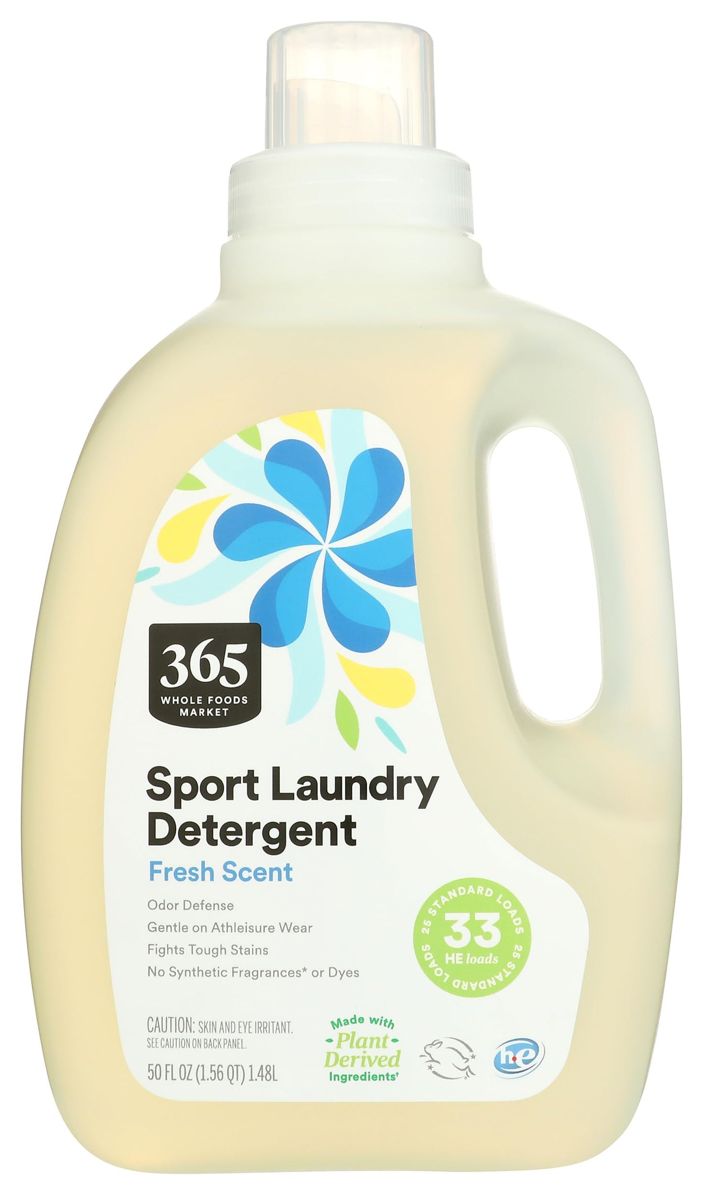 365 by Whole Foods Market, Sport Laundry Detergent, Fresh Scent, 33 HE Loads, 50 Fl Oz (Pack of 1)