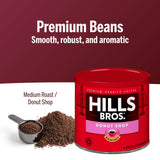Hills Bros. Donut Shop Ground Coffee - Premium Arabica Coffee Beans - Medium Roast, Rich Flavor Cup After Cup - Recyclable Steel Can for Freshness