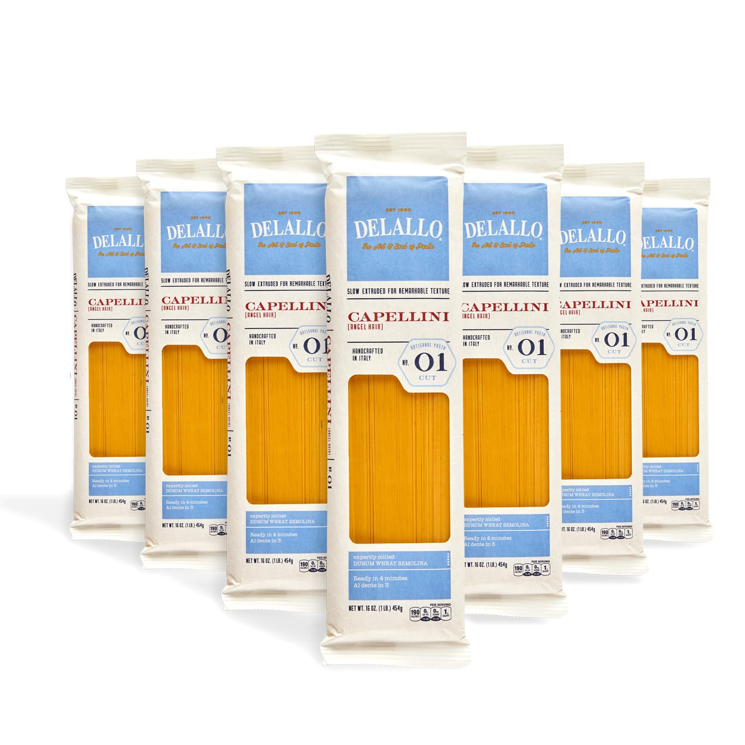 DeLallo Capellini Pasta, Angel Hair Pasta Made in Italy, Made with Only 100% Durum Wheat Semolina Flour, All Natural, Non-GMO, Kosher, Vegan, 1 lb