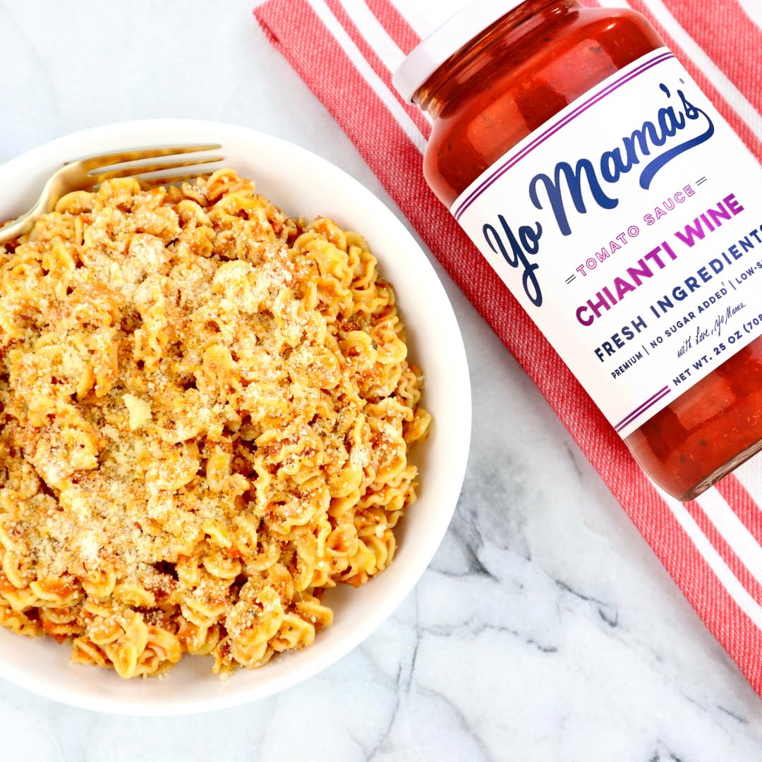Yo Mama's Foods Keto Chianti Wine Pasta Sauce - Pack of (2) - No Sugar Added, Low Carb, Low Sodium, Gluten Free, Paleo Friendly, and Made with Whole