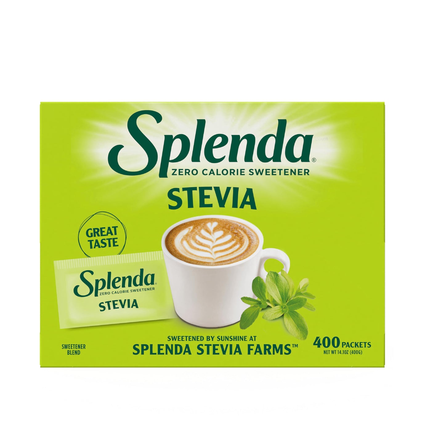 SPLENDA Stevia Zero Calorie Sweetener, Sugar Substitute Packets, 400 Count (Pack of 1)