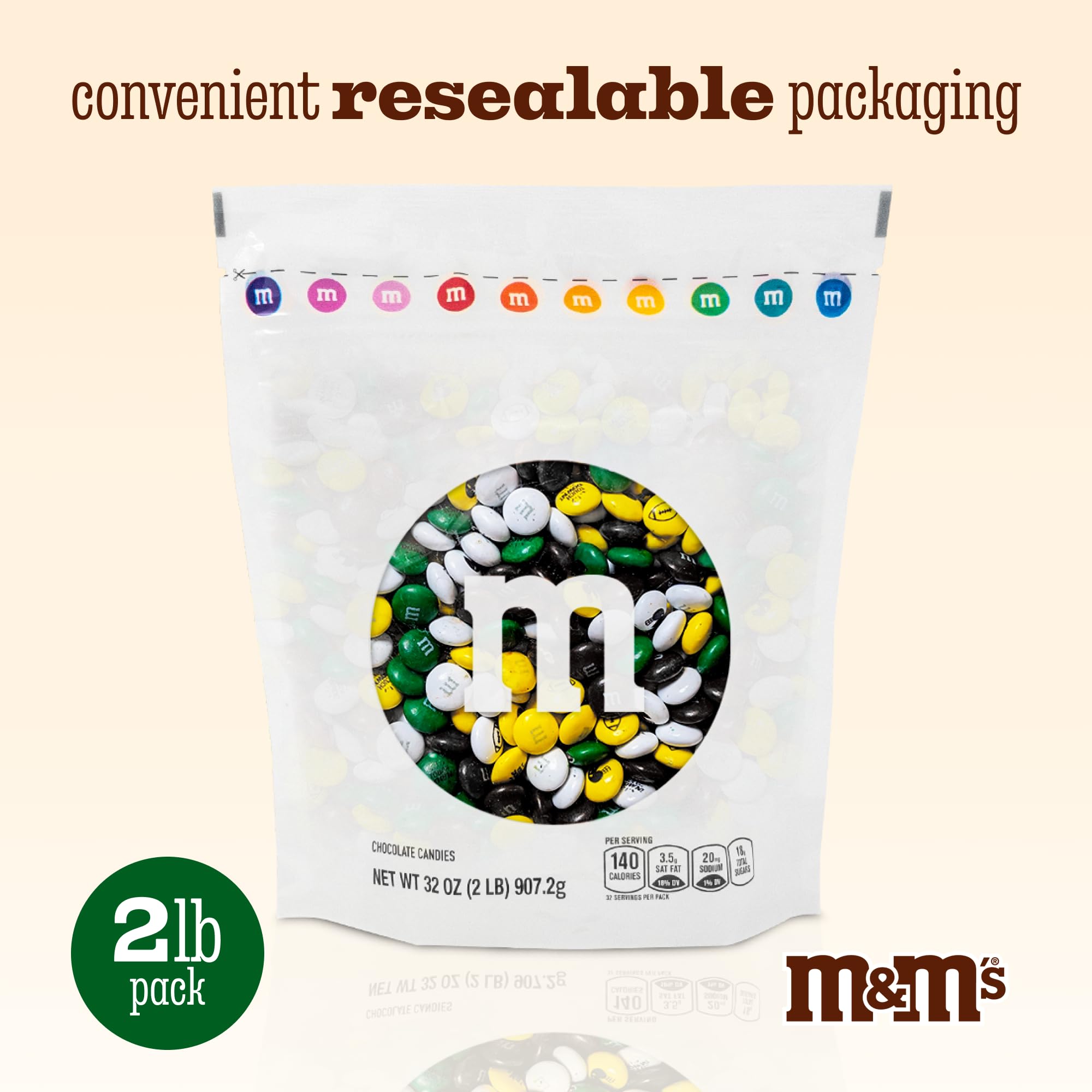 M&M'S WORLD Football Milk Chocolate Candy, 2lb Bulk Candy for Football Party Decor, Gifts, Favors, or Sports Theme Birthday