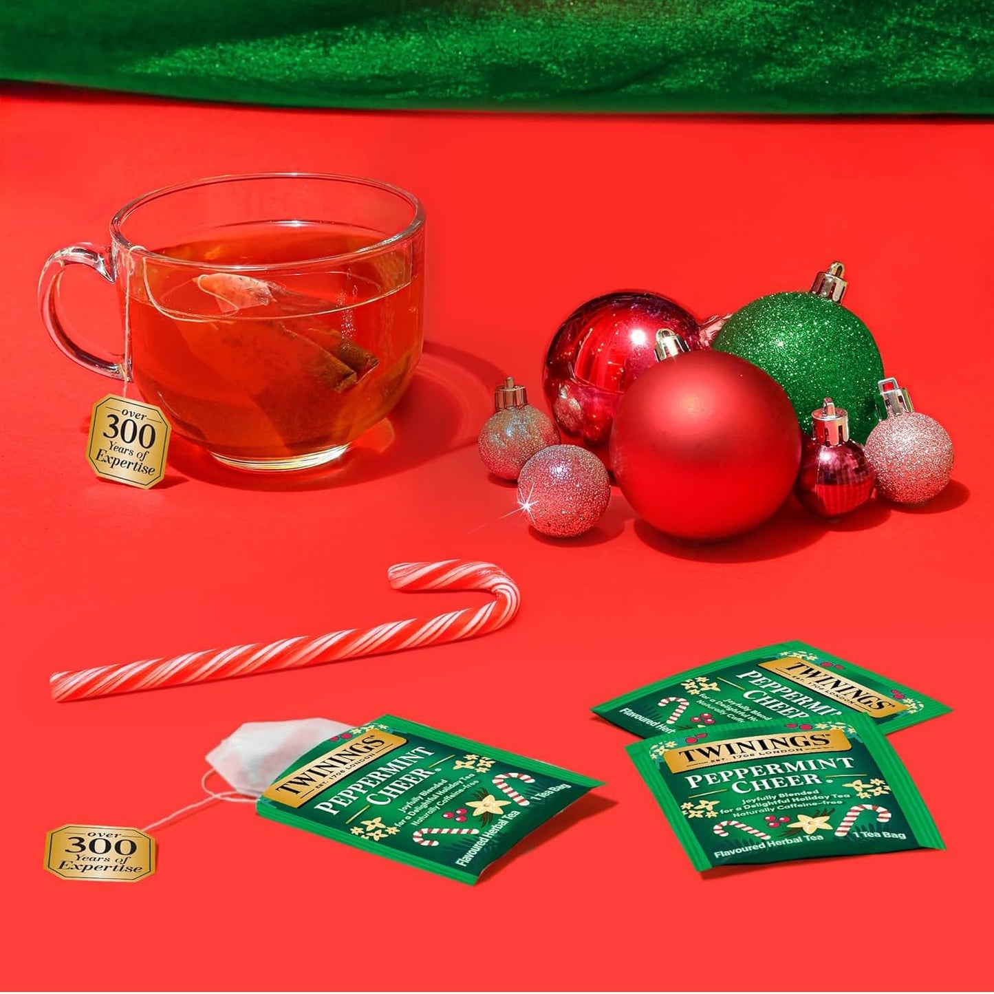 Twinings Tea, Peppermint Cheer 2-Pack, Naturally Caffeine-Free and Vanilla Flavoured Herbal Tea Bags, Individually Wrapped, 20 Count Each