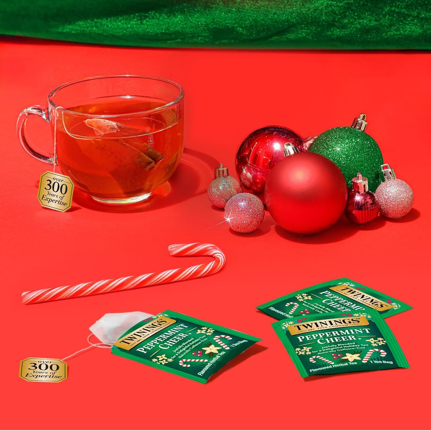Twinings Tea, Peppermint Cheer 2-Pack, Naturally Caffeine-Free and Vanilla Flavoured Herbal Tea Bags, Individually Wrapped, 20 Count Each