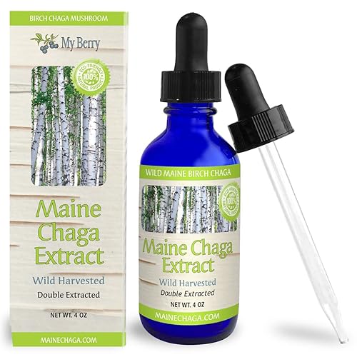 My Berry Chaga Mushroom Extract Liquid | 4oz | Tincture | 100% Wild-Harvested & Double Extraction | USA & Canadian Grown