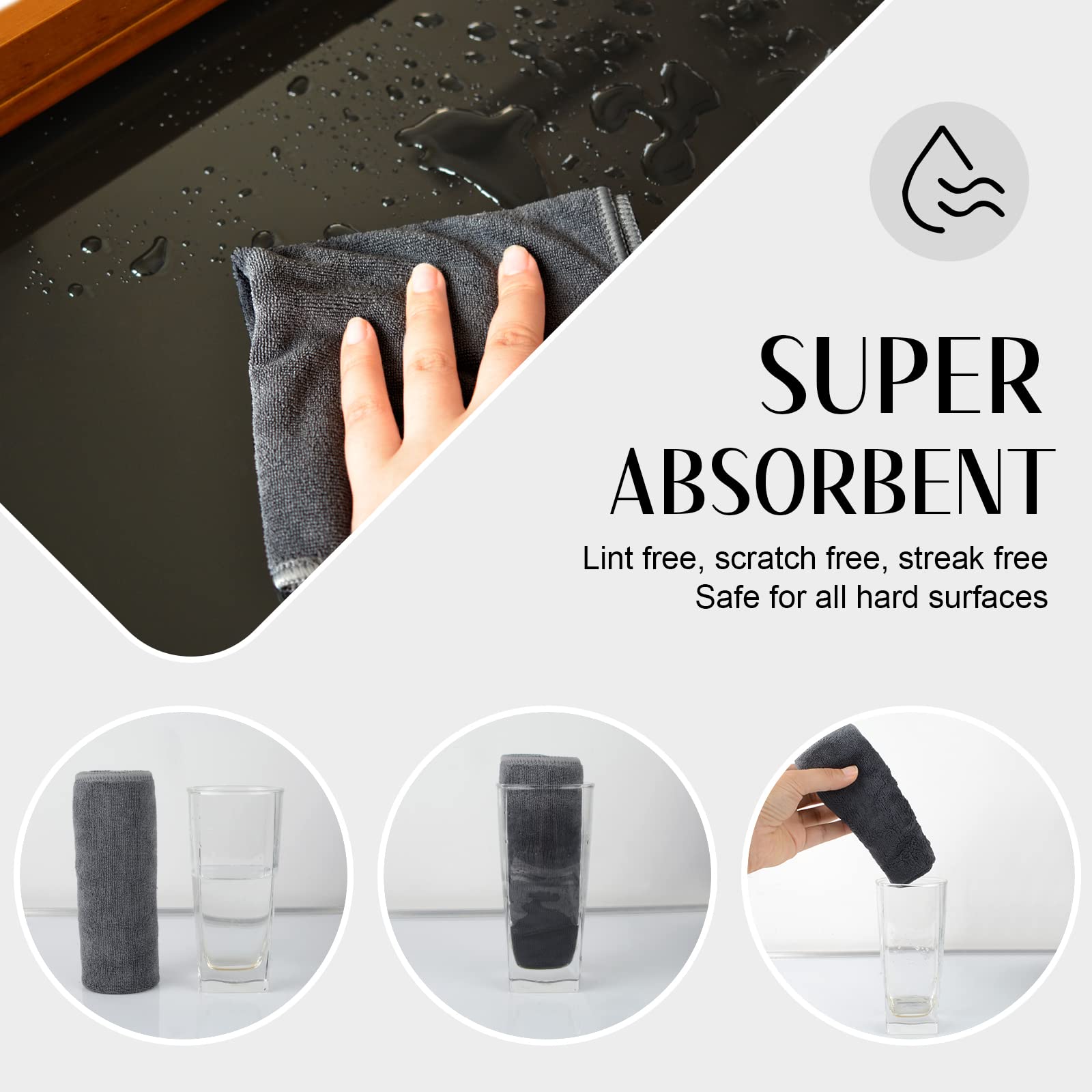 SINLAND Microfiber Cleaning Cloth Ultra Absorbent Softer Towel Reusable Cloth No Streak Lintless Cleaning Clothes for Home, Kitchen, Car, Window Use