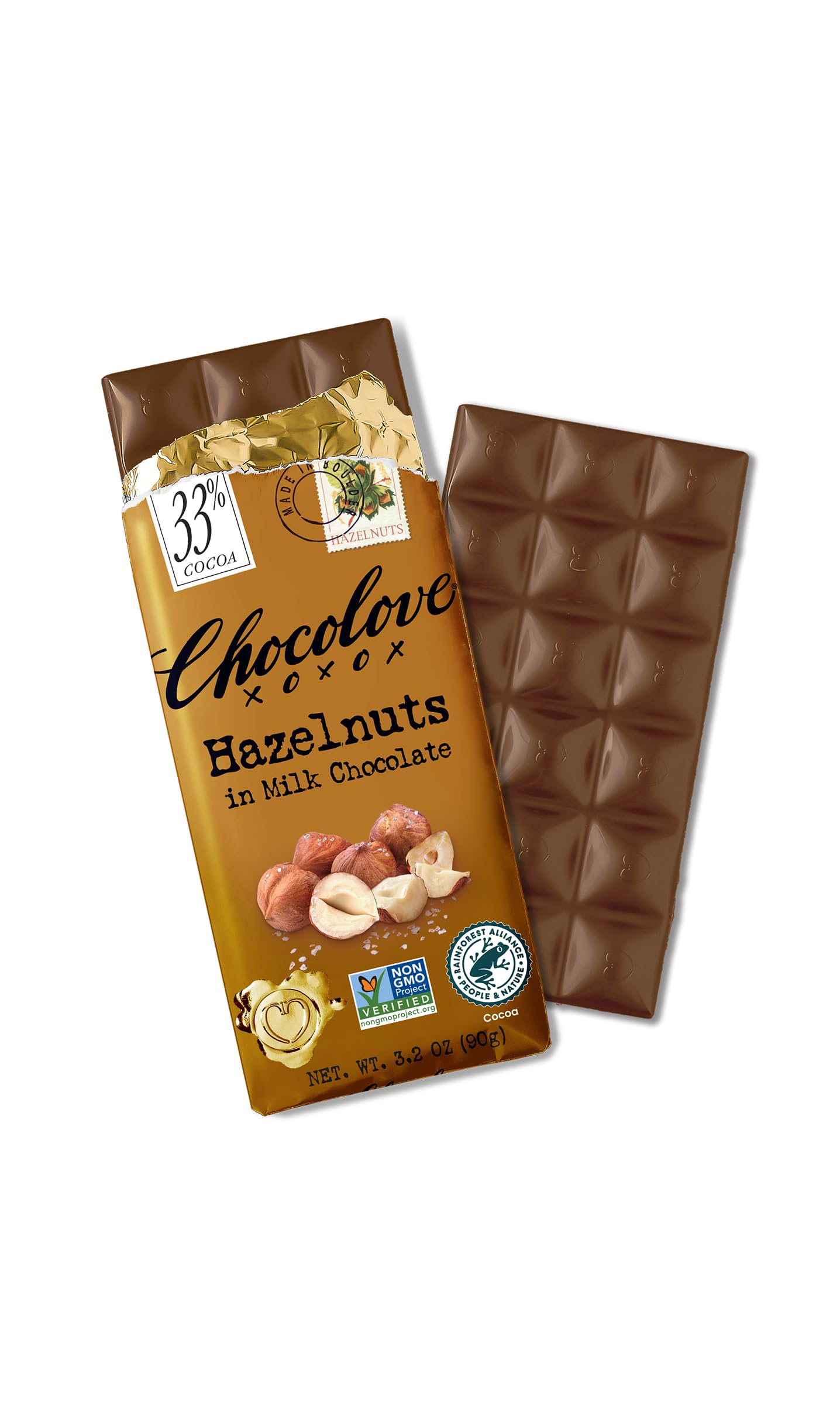 Chocolove, Bar Milk Chocolate Hazelnuts, 3.2 Ounce